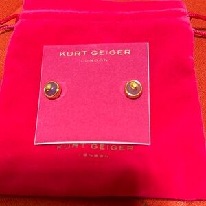 Kurt Geiger Gold and Purple Stud Earrings